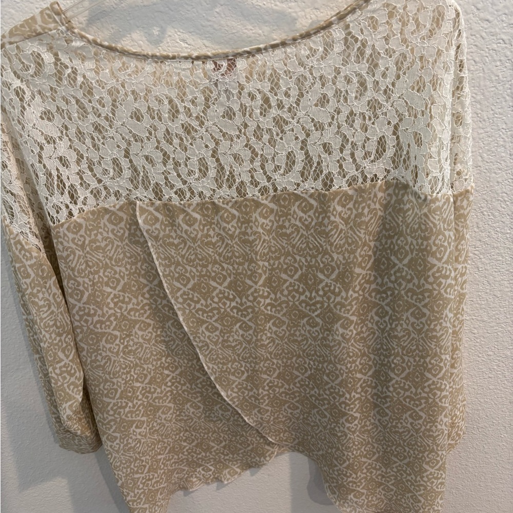 Chico's Cream Lace Patterned Blouse